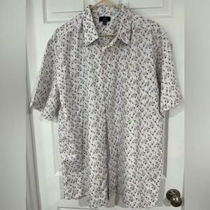 NWT Men’s George White Short-Sleeve Button-Down Shirt red/gray print size XL